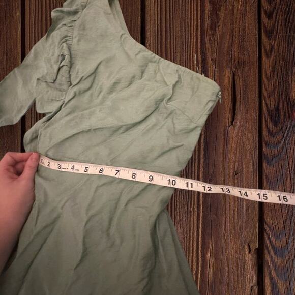 Lulus Muted Mint Green One Shoulder Ruffle Belted Party Dress Size S - Picture 3 of 13